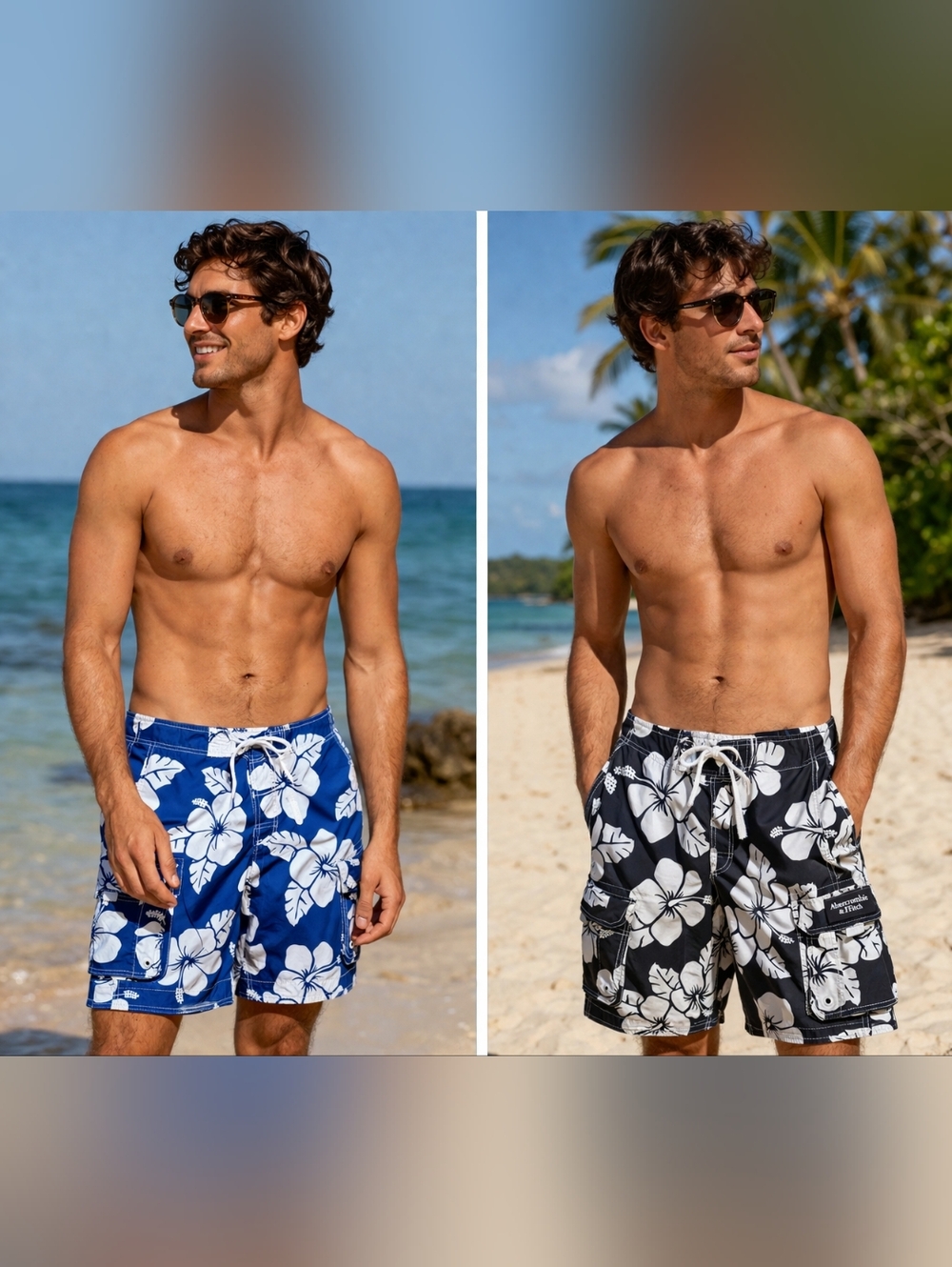 Vtg Lot Y2K Abercrombie & Fitch Board Shorts Blue Floral Hawaiian Swim Trunks M